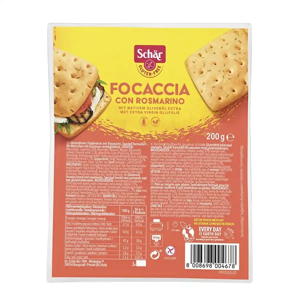 Pan Focaccia con rosmarino Schär 200 g