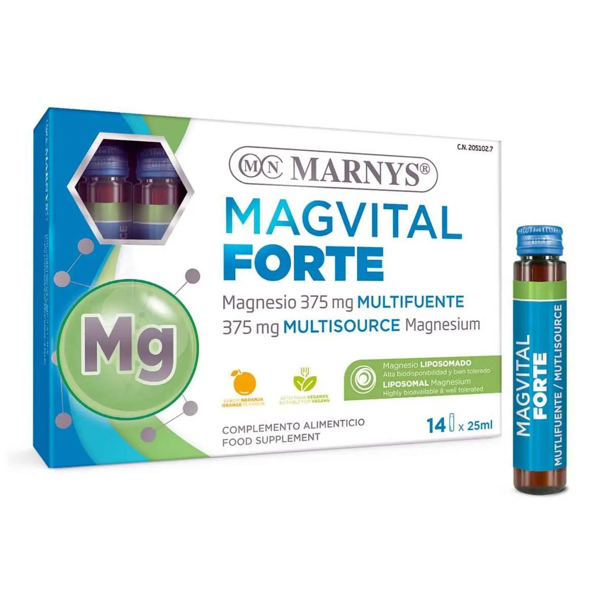 Magvital Forte Magnesio Liposomado Marnys 14 Viales