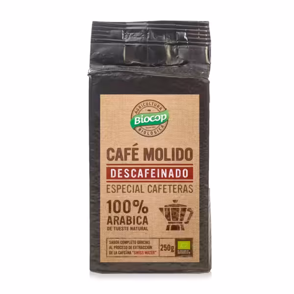 Café descafeinado molido Arábica Biocop 250 g